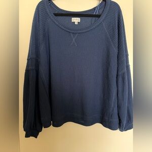 Women’s Wonderly Balloon Sleeve Waffle Knit Top XL